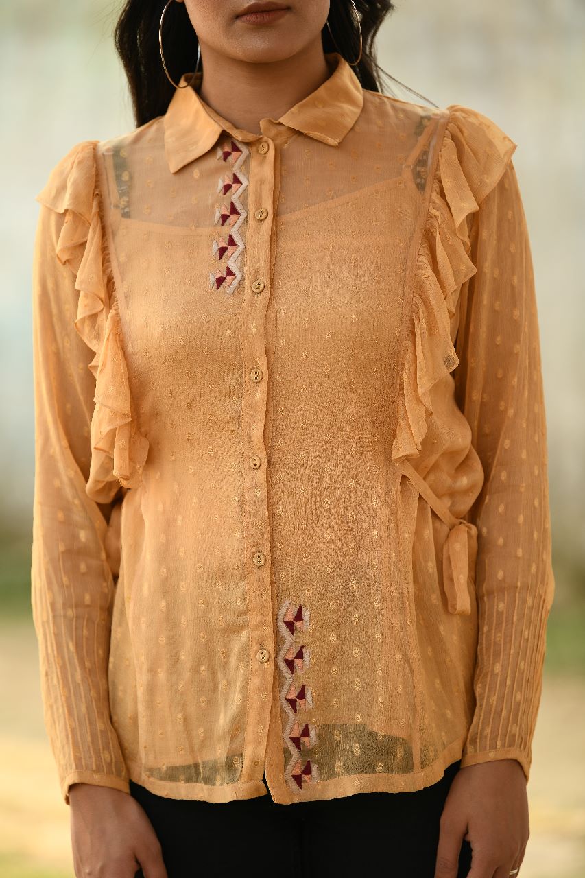 HAND EMBROIDERY FRILL TOP